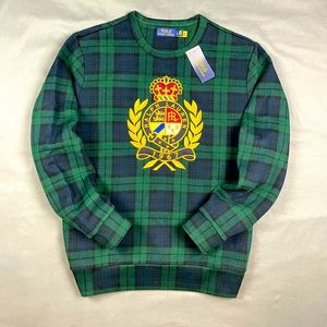 Polo Ralph Lauren Plaid Crest Logo Embroidered Sweatshirt Sweater XXL 2XL